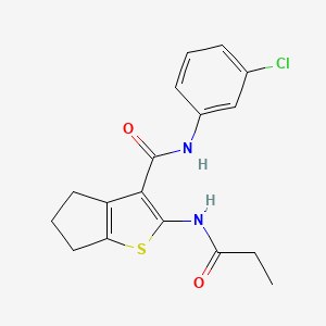 molecular formula C17H17ClN2O2S B5547715 N-(3-chlorophenyl)-2-(propionylamino)-5,6-dihydro-4H-cyclopenta[b]thiophene-3-carboxamide 