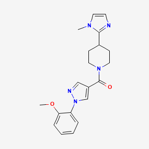 molecular formula C20H23N5O2 B5547723 1-{[1-(2-甲氧基苯基)-1H-吡唑-4-基]羰基}-4-(1-甲基-1H-咪唑-2-基)哌啶 