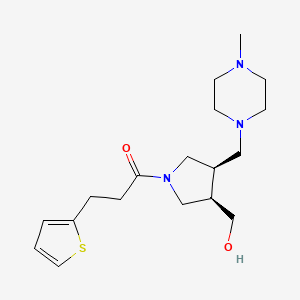 molecular formula C18H29N3O2S B5547729 {(3R*,4R*)-4-[(4-methyl-1-piperazinyl)methyl]-1-[3-(2-thienyl)propanoyl]-3-pyrrolidinyl}methanol 