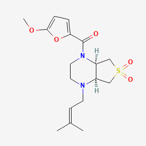 molecular formula C17H24N2O5S B5547754 (4aS*,7aR*)-1-(5-甲氧基-2-呋喃甲酰基)-4-(3-甲基-2-丁烯-1-基)八氢噻吩并[3,4-b]吡嗪 6,6-二氧化物 