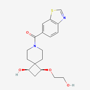 molecular formula C18H22N2O4S B5547782 (1R*,3S*)-7-(1,3-benzothiazol-6-ylcarbonyl)-3-(2-hydroxyethoxy)-7-azaspiro[3.5]nonan-1-ol 