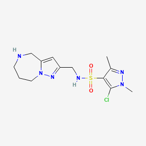 molecular formula C13H19ClN6O2S B5547821 5-chloro-1,3-dimethyl-N-(5,6,7,8-tetrahydro-4H-pyrazolo[1,5-a][1,4]diazepin-2-ylmethyl)-1H-pyrazole-4-sulfonamide 