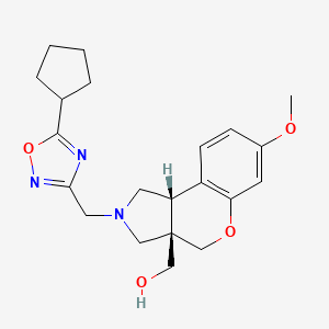 molecular formula C21H27N3O4 B5547875 [(3aS*,9bS*)-2-[(5-cyclopentyl-1,2,4-oxadiazol-3-yl)methyl]-7-methoxy-1,2,3,9b-tetrahydrochromeno[3,4-c]pyrrol-3a(4H)-yl]methanol 