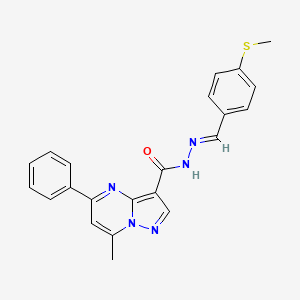 molecular formula C22H19N5OS B5547882 7-methyl-N'-[4-(methylthio)benzylidene]-5-phenylpyrazolo[1,5-a]pyrimidine-3-carbohydrazide 