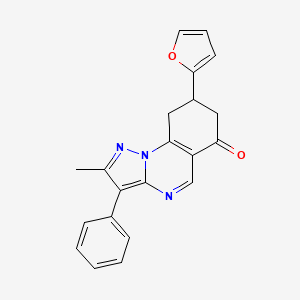 molecular formula C21H17N3O2 B5547904 8-(2-furyl)-2-methyl-3-phenyl-8,9-dihydropyrazolo[1,5-a]quinazolin-6(7H)-one 