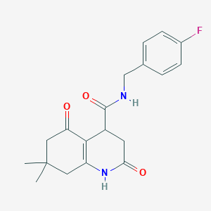 molecular formula C19H21FN2O3 B5547962 7,7-二甲基-2,5-二氧代-1,2,3,4,5,6,7,8-八氢-4-喹啉羧酰胺-N-(4-氟苄基) 