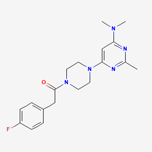 molecular formula C19H24FN5O B5547975 6-{4-[(4-fluorophenyl)acetyl]-1-piperazinyl}-N,N,2-trimethyl-4-pyrimidinamine 