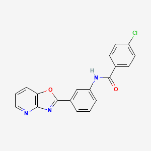 molecular formula C19H12ClN3O2 B5548000 4-氯代-N-(3-[1,3]噁唑并[4,5-b]吡啶-2-基苯基)苯甲酰胺 