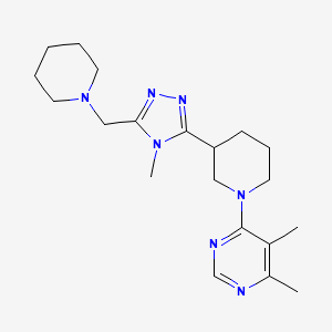 molecular formula C20H31N7 B5548010 4,5-二甲基-6-{3-[4-甲基-5-(哌啶-1-基甲基)-4H-1,2,4-三唑-3-基]哌啶-1-基}嘧啶 