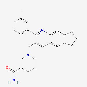 molecular formula C26H29N3O B5548031 1-{[2-(3-甲基苯基)-7,8-二氢-6H-环戊[g]喹啉-3-基]甲基}-3-哌啶甲酰胺 
