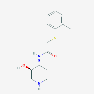 molecular formula C14H20N2O2S B5548073 N-[rel-(3R,4R)-3-hydroxy-4-piperidinyl]-2-[(2-methylphenyl)thio]acetamide hydrochloride 