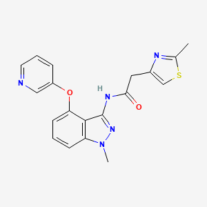 molecular formula C19H17N5O2S B5548074 N-[1-甲基-4-(吡啶-3-氧基)-1H-吲唑-3-基]-2-(2-甲基-1,3-噻唑-4-基)乙酰胺 