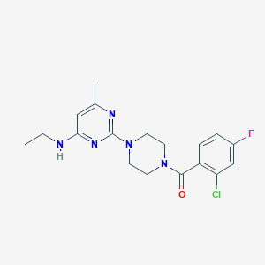 molecular formula C18H21ClFN5O B5548080 2-[4-(2-chloro-4-fluorobenzoyl)-1-piperazinyl]-N-ethyl-6-methyl-4-pyrimidinamine 