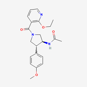molecular formula C21H25N3O4 B5548109 N-[(3S*,4R*)-1-[(2-ethoxy-3-pyridinyl)carbonyl]-4-(4-methoxyphenyl)-3-pyrrolidinyl]acetamide 