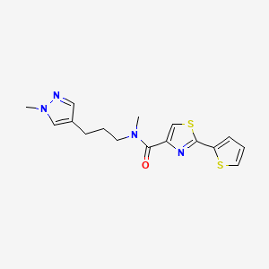 molecular formula C16H18N4OS2 B5548110 N-methyl-N-[3-(1-methyl-1H-pyrazol-4-yl)propyl]-2-(2-thienyl)-1,3-thiazole-4-carboxamide 