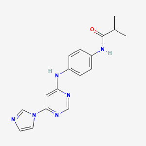 molecular formula C17H18N6O B5548198 N-(4-{[6-(1H-imidazol-1-yl)-4-pyrimidinyl]amino}phenyl)-2-methylpropanamide 