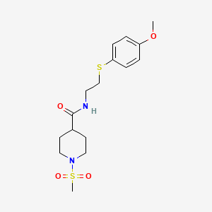 molecular formula C16H24N2O4S2 B5548200 N-{2-[(4-methoxyphenyl)thio]ethyl}-1-(methylsulfonyl)-4-piperidinecarboxamide 