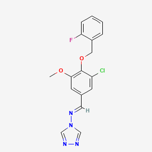 molecular formula C17H14ClFN4O2 B5548216 N-{3-氯-4-[(2-氟苄基)氧基]-5-甲氧基亚苄基}-4H-1,2,4-三唑-4-胺 