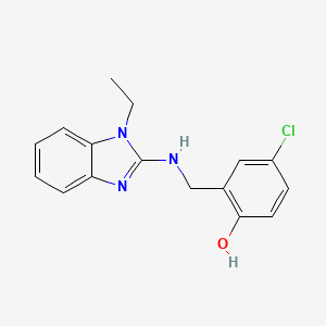molecular formula C16H16ClN3O B5548314 4-氯-2-{[(1-乙基-1H-苯并咪唑-2-基)氨基]甲基}苯酚 