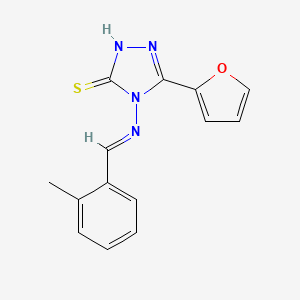 molecular formula C14H12N4OS B5548338 5-(2-呋喃基)-4-[(2-甲基苄亚胺基)氨基]-4H-1,2,4-三唑-3-硫醇 