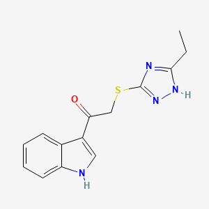 molecular formula C14H14N4OS B5548396 2-[(5-ethyl-4H-1,2,4-triazol-3-yl)thio]-1-(1H-indol-3-yl)ethanone 