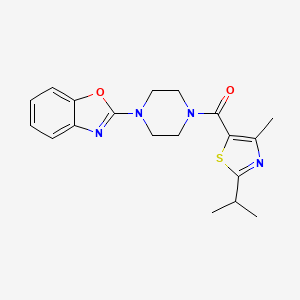 molecular formula C19H22N4O2S B5548445 2-{4-[(2-异丙基-4-甲基-1,3-噻唑-5-基)羰基]-1-哌嗪基}-1,3-苯并恶唑 