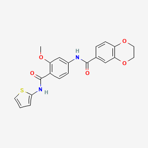 molecular formula C21H18N2O5S B5548464 N-{3-methoxy-4-[(2-thienylamino)carbonyl]phenyl}-2,3-dihydro-1,4-benzodioxine-6-carboxamide 