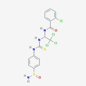 molecular formula C16H14Cl4N4O2S2 B5548504 N-{1-[({[4-(aminosulfinyl)phenyl]amino}carbonothioyl)amino]-2,2,2-trichloroethyl}-2-chlorobenzamide 