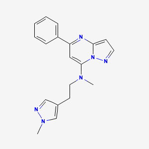 molecular formula C19H20N6 B5548541 N-甲基-N-[2-(1-甲基-1H-吡唑-4-基)乙基]-5-苯基吡唑并[1,5-a]嘧啶-7-胺 