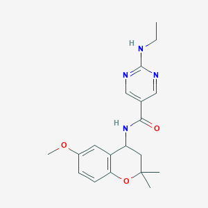 molecular formula C19H24N4O3 B5548566 2-(乙基氨基)-N-(6-甲氧基-2,2-二甲基-3,4-二氢-2H-色烯-4-基)-5-嘧啶甲酰胺 