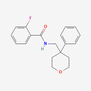 molecular formula C19H20FNO2 B5548571 2-fluoro-N-[(4-phenyltetrahydro-2H-pyran-4-yl)methyl]benzamide 