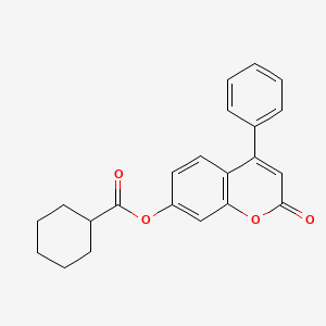 molecular formula C22H20O4 B5548585 2-oxo-4-phenyl-2H-chromen-7-yl cyclohexanecarboxylate 