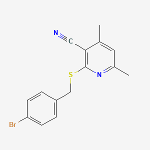 molecular formula C15H13BrN2S B5548607 2-[(4-溴苄基)硫代]-4,6-二甲基烟腈 