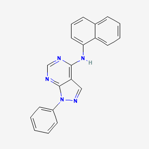 molecular formula C21H15N5 B5548648 N-1-naphthyl-1-phenyl-1H-pyrazolo[3,4-d]pyrimidin-4-amine 
