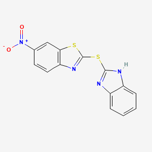 molecular formula C14H8N4O2S2 B5548669 2-(1H-benzimidazol-2-ylthio)-6-nitro-1,3-benzothiazole 