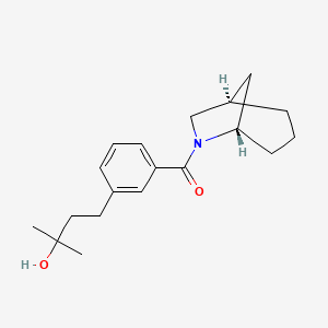 molecular formula C19H27NO2 B5548708 4-{3-[(1R*,5S*)-6-氮杂双环[3.2.1]辛-6-基羰基]苯基}-2-甲基-2-丁醇 