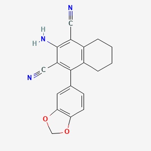 molecular formula C19H15N3O2 B5548732 2-氨基-4-(1,3-苯并二氧杂环-5-基)-5,6,7,8-四氢-1,3-萘二甲腈 