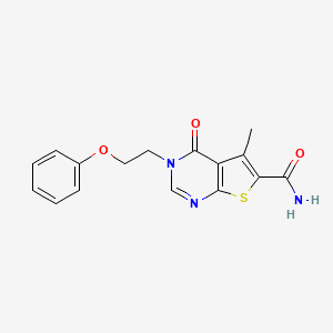 molecular formula C16H15N3O3S B5548811 5-methyl-4-oxo-3-(2-phenoxyethyl)-3,4-dihydrothieno[2,3-d]pyrimidine-6-carboxamide 