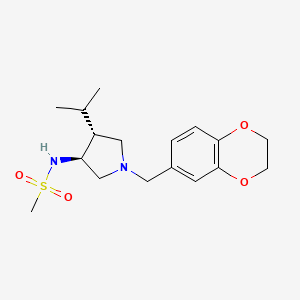 molecular formula C17H26N2O4S B5548817 N-[(3S*,4R*)-1-(2,3-dihydro-1,4-benzodioxin-6-ylmethyl)-4-isopropyl-3-pyrrolidinyl]methanesulfonamide 