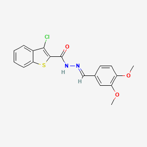 molecular formula C18H15ClN2O3S B5548852 3-chloro-N'-(3,4-dimethoxybenzylidene)-1-benzothiophene-2-carbohydrazide 