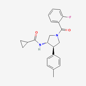 molecular formula C22H23FN2O2 B5548863 N-[(3S*,4R*)-1-(2-fluorobenzoyl)-4-(4-methylphenyl)-3-pyrrolidinyl]cyclopropanecarboxamide 