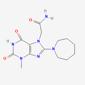 molecular formula C14H20N6O3 B5548898 2-[8-(1-azepanyl)-3-methyl-2,6-dioxo-1,2,3,6-tetrahydro-7H-purin-7-yl]acetamide 
