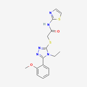 molecular formula C16H17N5O2S2 B5548904 2-{[4-乙基-5-(2-甲氧基苯基)-4H-1,2,4-三唑-3-基]硫代}-N-1,3-噻唑-2-基乙酰胺 