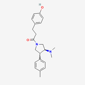 molecular formula C22H28N2O2 B5548910 4-{3-[(3S*,4R*)-3-(dimethylamino)-4-(4-methylphenyl)pyrrolidin-1-yl]-3-oxopropyl}phenol 