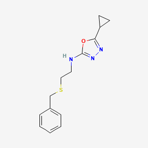 molecular formula C14H17N3OS B5548911 N-[2-(benzylthio)ethyl]-5-cyclopropyl-1,3,4-oxadiazol-2-amine 
