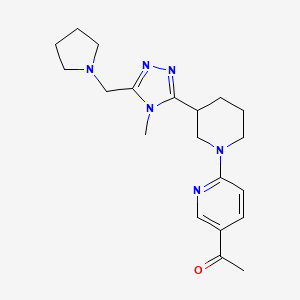 molecular formula C20H28N6O B5548928 1-(6-{3-[4-methyl-5-(pyrrolidin-1-ylmethyl)-4H-1,2,4-triazol-3-yl]piperidin-1-yl}pyridin-3-yl)ethanone 
