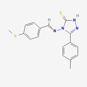 molecular formula C17H16N4S2 B5548940 5-(4-methylphenyl)-4-{[4-(methylthio)benzylidene]amino}-4H-1,2,4-triazole-3-thiol 