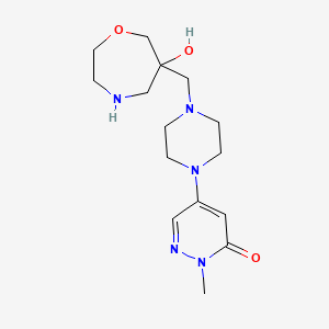 molecular formula C15H25N5O3 B5549059 5-{4-[(6-hydroxy-1,4-oxazepan-6-yl)methyl]-1-piperazinyl}-2-methyl-3(2H)-pyridazinone dihydrochloride 