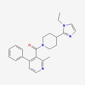 molecular formula C23H26N4O B5549101 3-{[4-(1-ethyl-1H-imidazol-2-yl)-1-piperidinyl]carbonyl}-2-methyl-4-phenylpyridine 