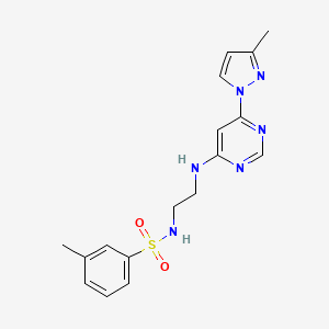 molecular formula C17H20N6O2S B5549156 3-methyl-N-(2-{[6-(3-methyl-1H-pyrazol-1-yl)-4-pyrimidinyl]amino}ethyl)benzenesulfonamide 